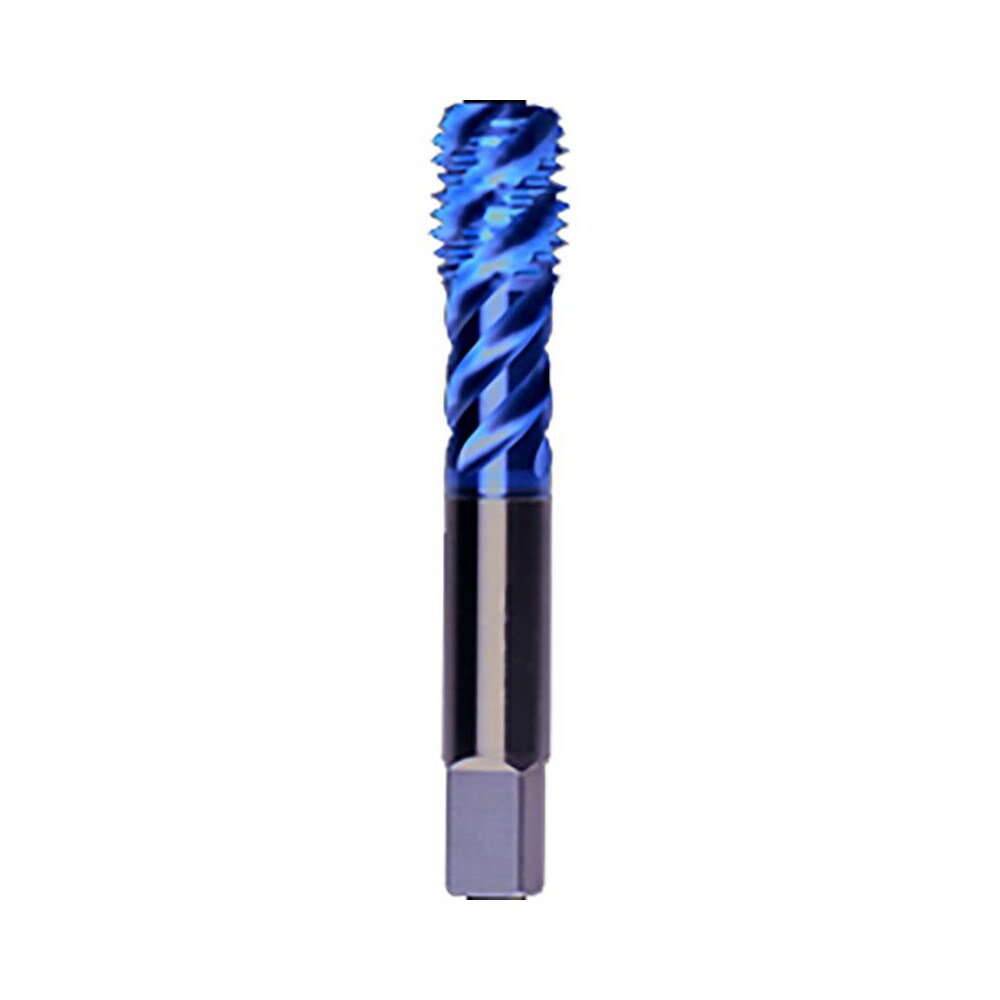 Spiral Flute Tap: 7/16-14 UNC, 3 Flutes, Modified Bottoming, High Speed Steel, TIN Coated