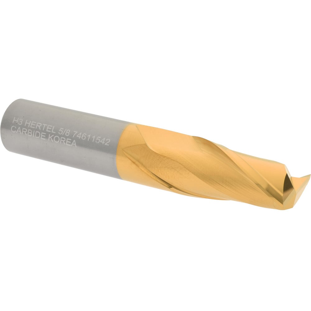 Hertel 750368 Square End Mill: 5/8 Dia, 1-1/4 LOC, 5/8 Shank Dia, 3-1/2 OAL, 2 Flutes, Solid Carbide Image