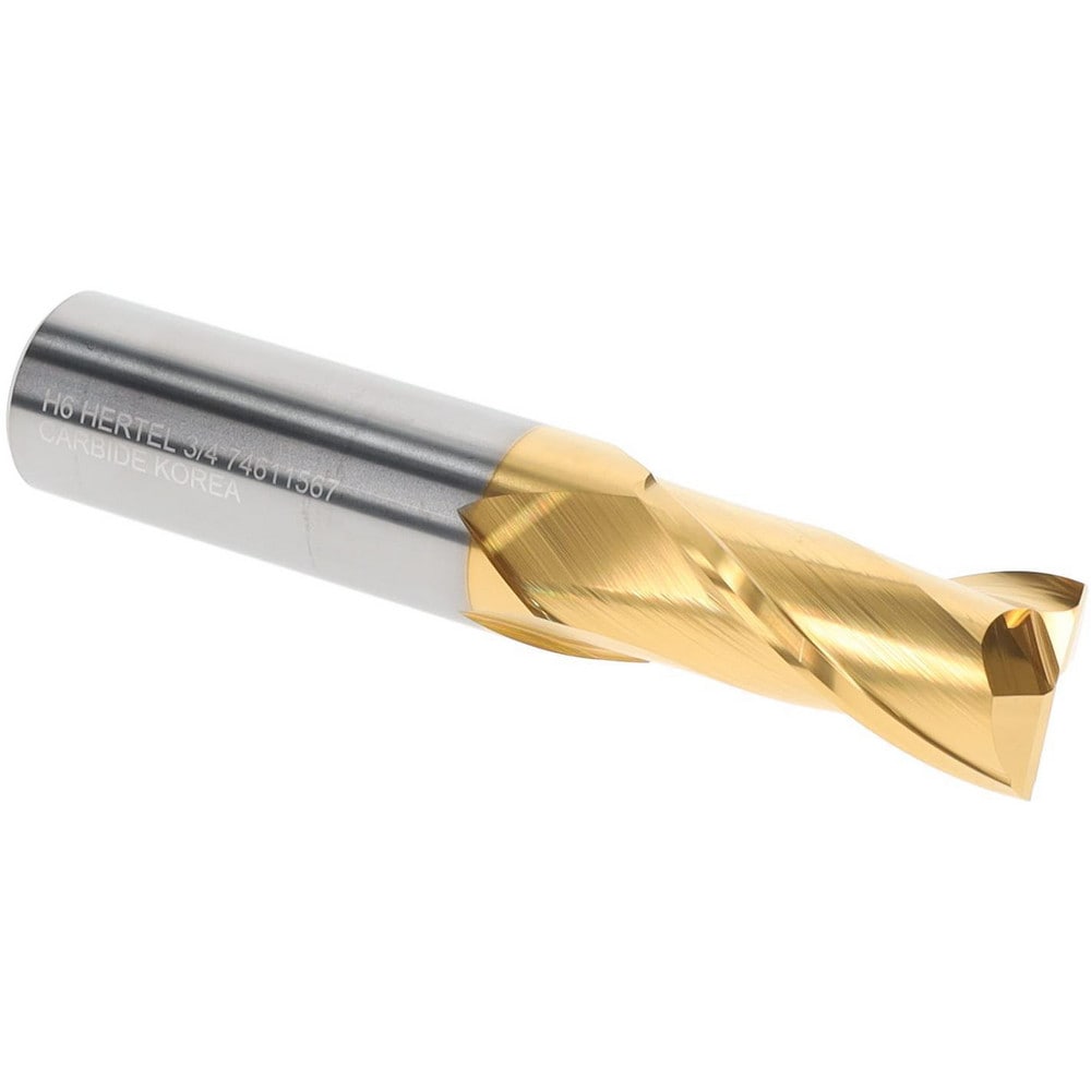 Hertel 750405 Square End Mill: 3/4" Dia, 2 Flutes, 1-1/2" LOC, Solid Carbide, 30 ° Helix Image