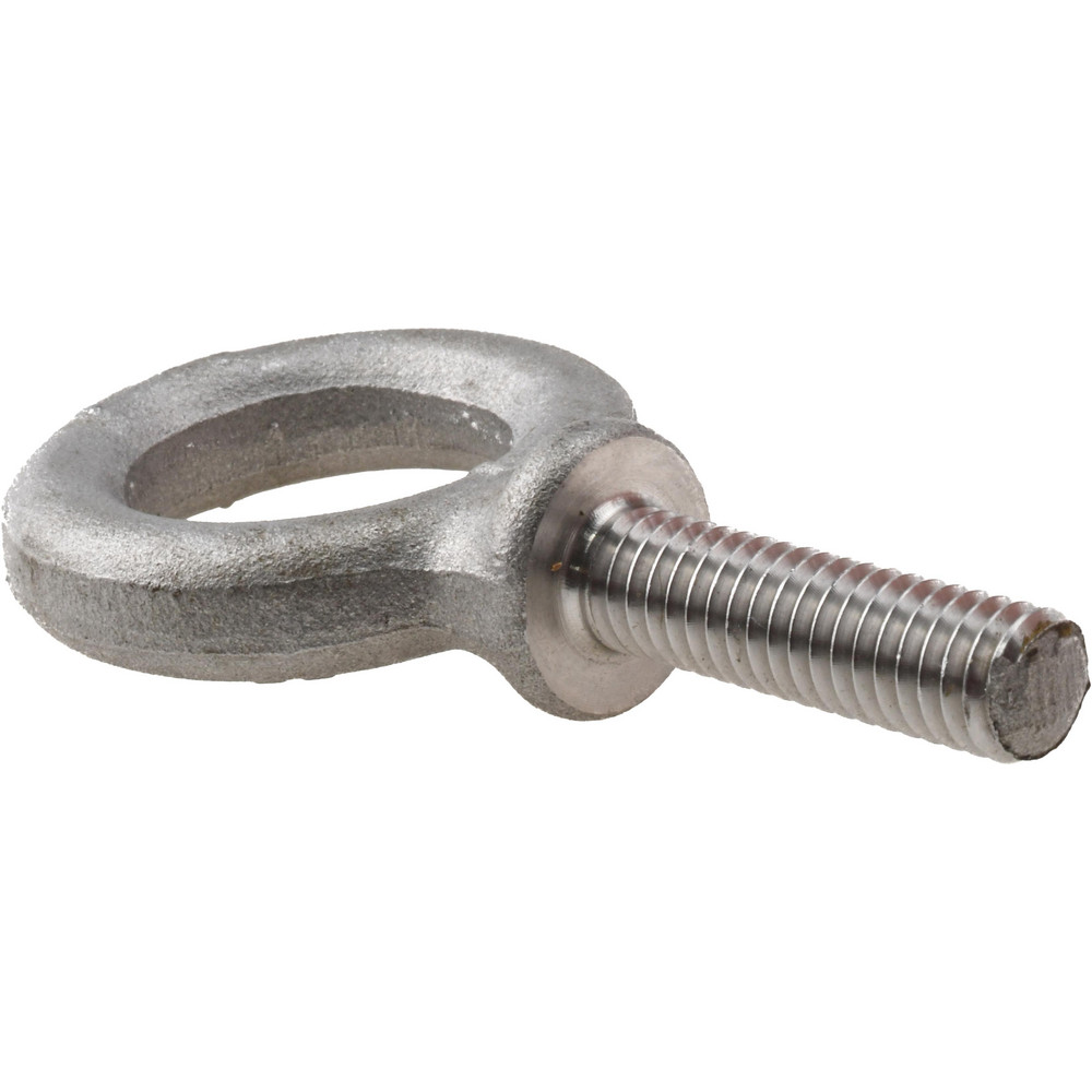 Fixed Lifting Eye Bolt: With Shoulder, 780 lb Capacity, 5/16-18 Thread, Grade 304 Stainless Steel - Fully Threaded, 1-1/8" Shank, 1-1/8" Thread Length