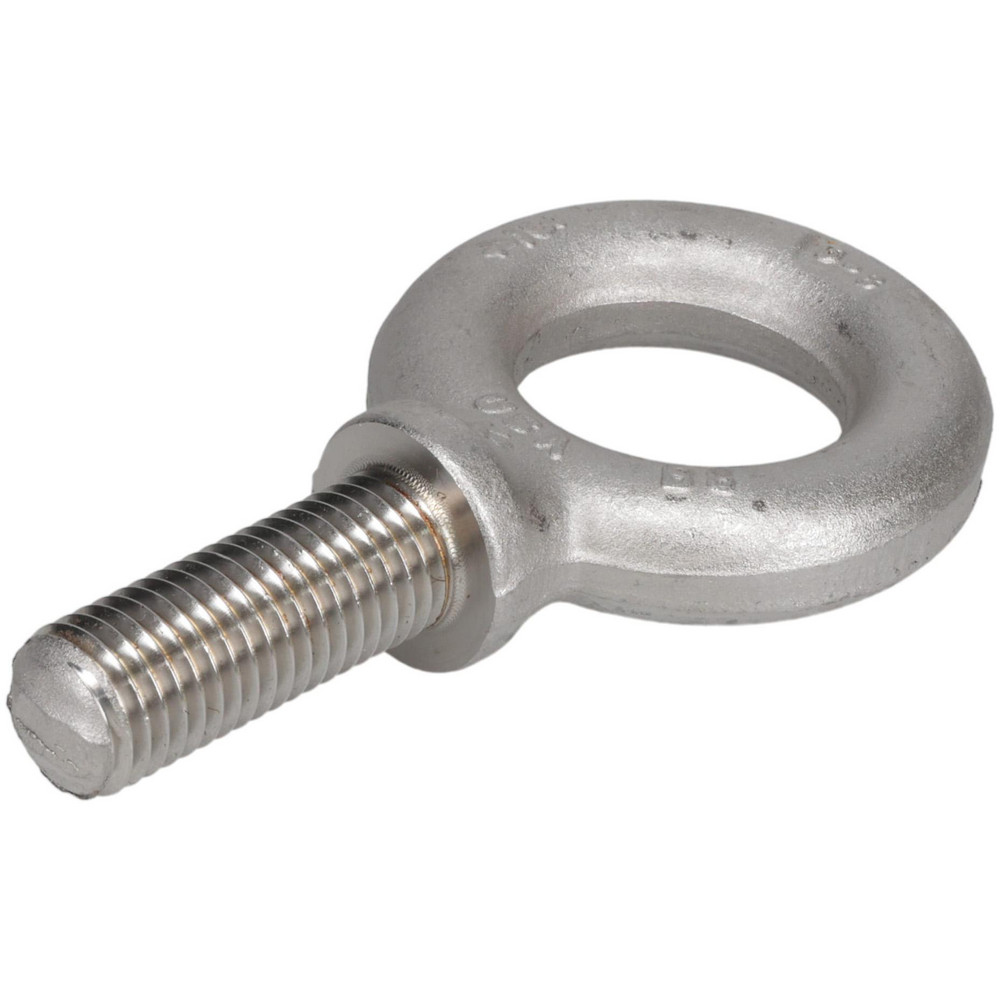 Fixed Lifting Eye Bolt: With Shoulder, 5,140 lb Capacity, 3/4-10 Thread, Grade 304 Stainless Steel - Fully Threaded, 2" Shank, 2" Thread Length