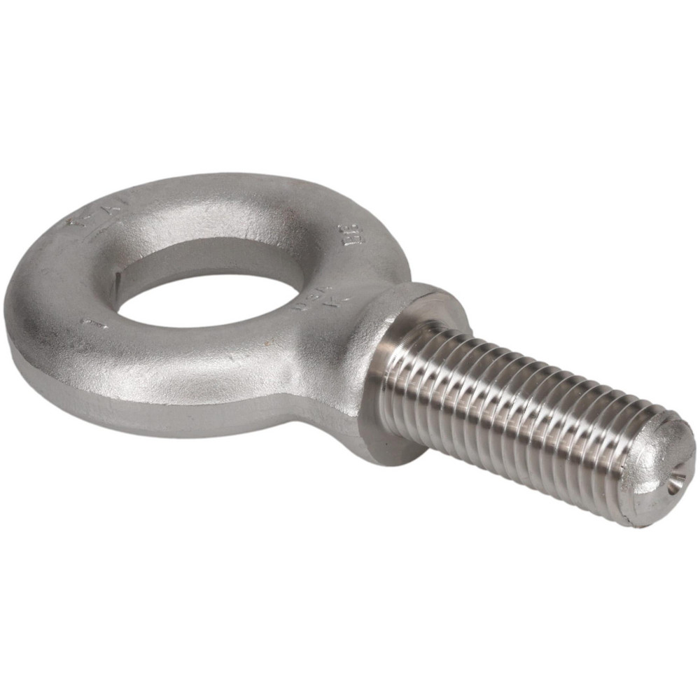 Fixed Lifting Eye Bolt: With Shoulder, 9,370 lb Capacity, 1-8 Thread, Grade 304 Stainless Steel - Fully Threaded, 2-1/2" Shank, 2-1/2" Thread Length