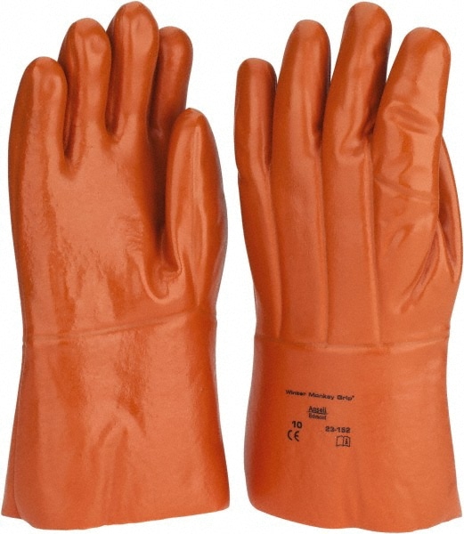 Ansell Winter Monkey Grip 23-173 Mechanic's Gloves 204881, Size 10, Jersey,  Orange