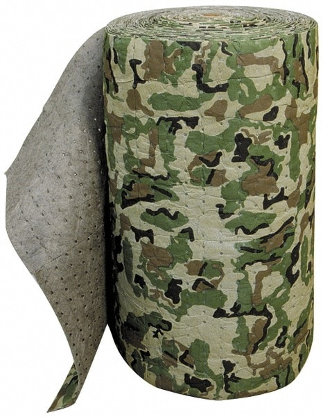 Sorbent Pad: Universal Use, 15" Wide, 150' Long, 61 gal, Camouflage