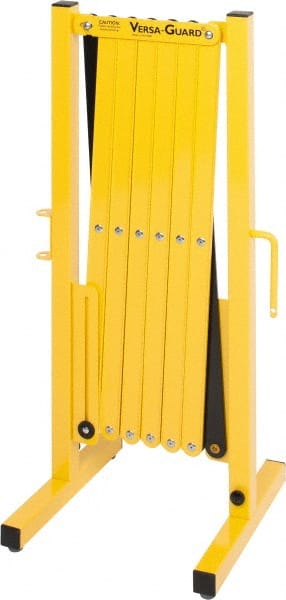 Folding Barricade: 37" High, 11' Wide, Aluminum & Steel Frame, Black & Yellow