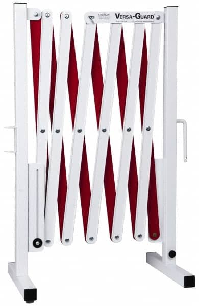 Folding Barricade: 37" High, Aluminum & Steel Frame, Red & White