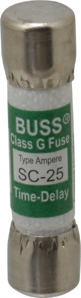 Cartridge Time Delay Fuse: G, 25 A, 10.41 mm Dia