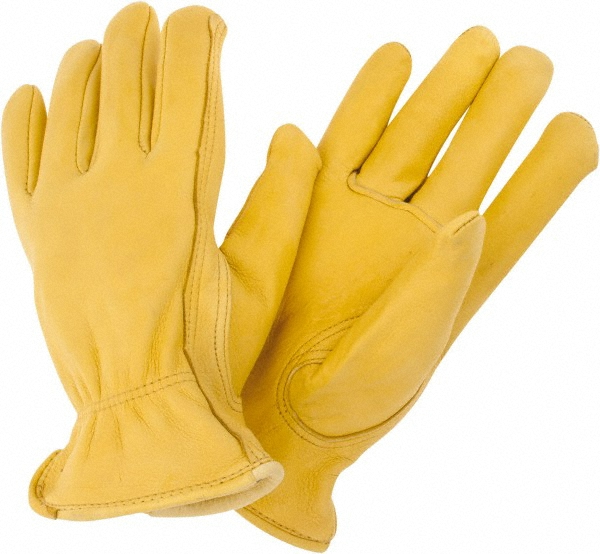Size Extra Large Work Gloves - Slip-On Cuff, Gold, Paired