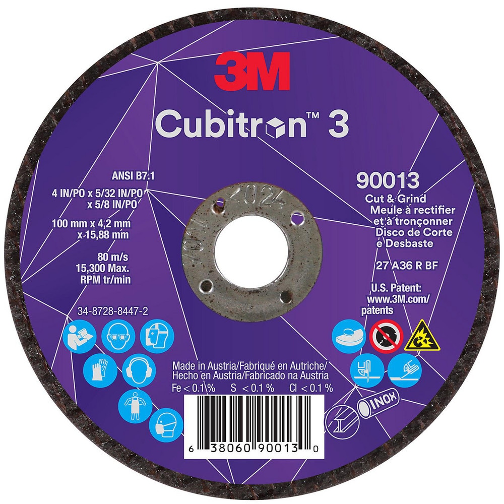 Depressed-Center Wheels; Wheel Diameter (Inch): 4 ; Wheel Thickness (Inch): 5/32 ; Hole Size: 5/8 (Inch); Wheel Type: Type 27 ; Abrasive Material: Precision Shaped Ceramic ; Grit: 36