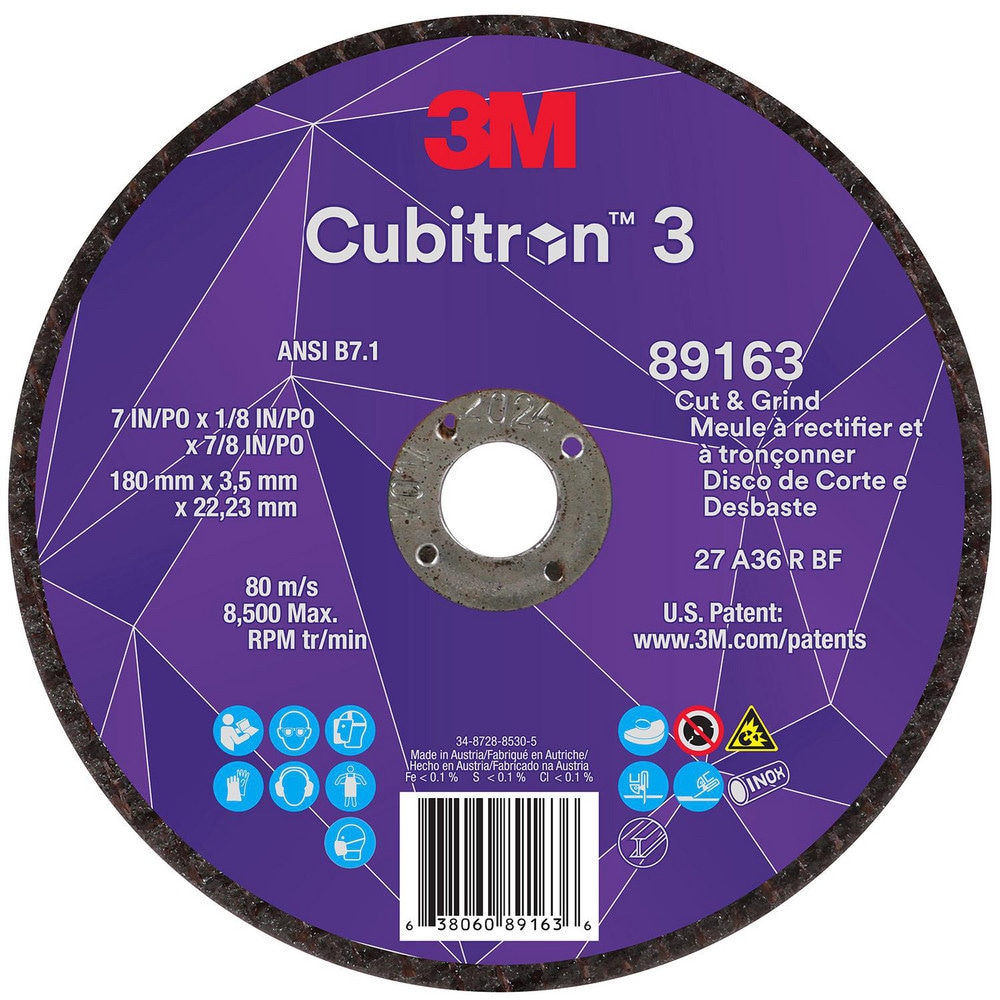 Depressed-Center Wheels; Wheel Diameter (Inch): 7 ; Wheel Thickness (Inch): 1/8 ; Hole Size: 7/8 (Inch); Wheel Type: Type 27 ; Abrasive Material: Precision Shaped Ceramic ; Grit: 36