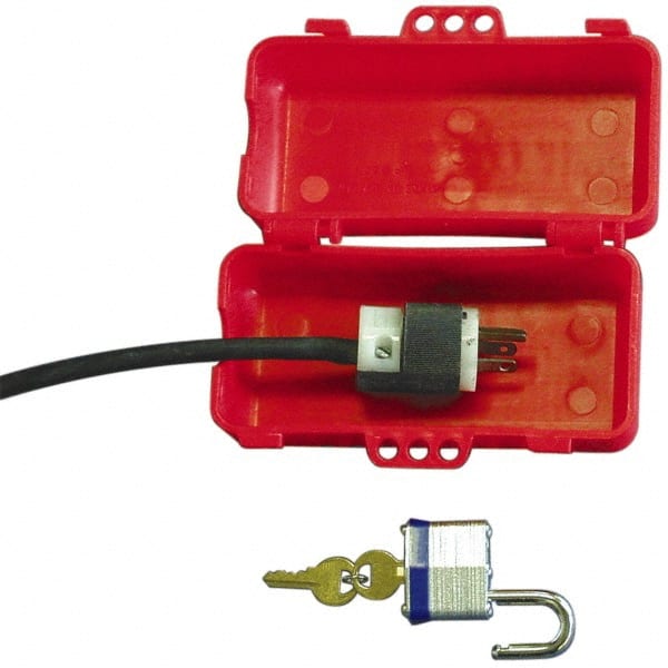 Plug Lockout: 3" Plug, 1 Padlock, Plastic, 1" Max Cord Dia