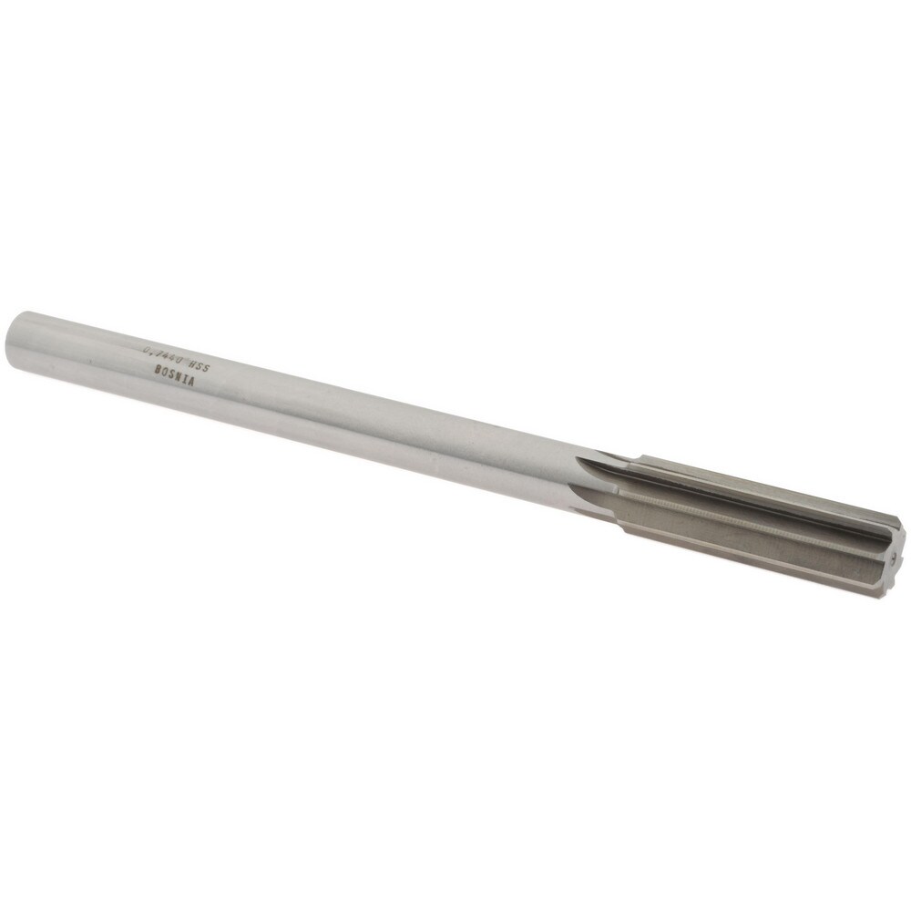 Value Collection SM0407440 Chucking Reamer: 0.744" Dia, 9-1/2" OAL, 2-1/2" Flute Length, Straight Shank, High Speed Steel Image