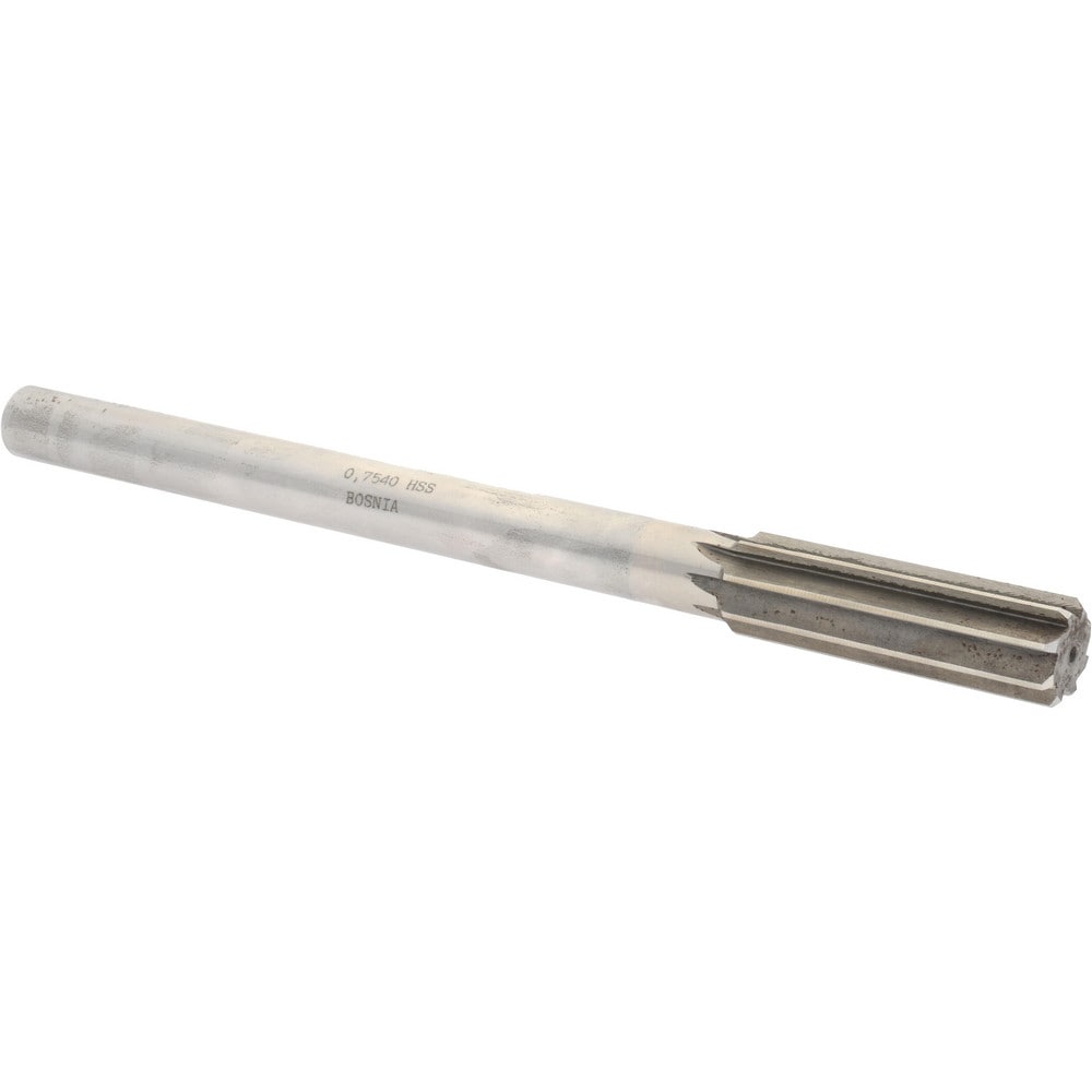 Value Collection SM0407540 Chucking Reamer: 0.754" Dia, 9-1/2" OAL, 2-1/2" Flute Length, Straight Shank, High Speed Steel Image