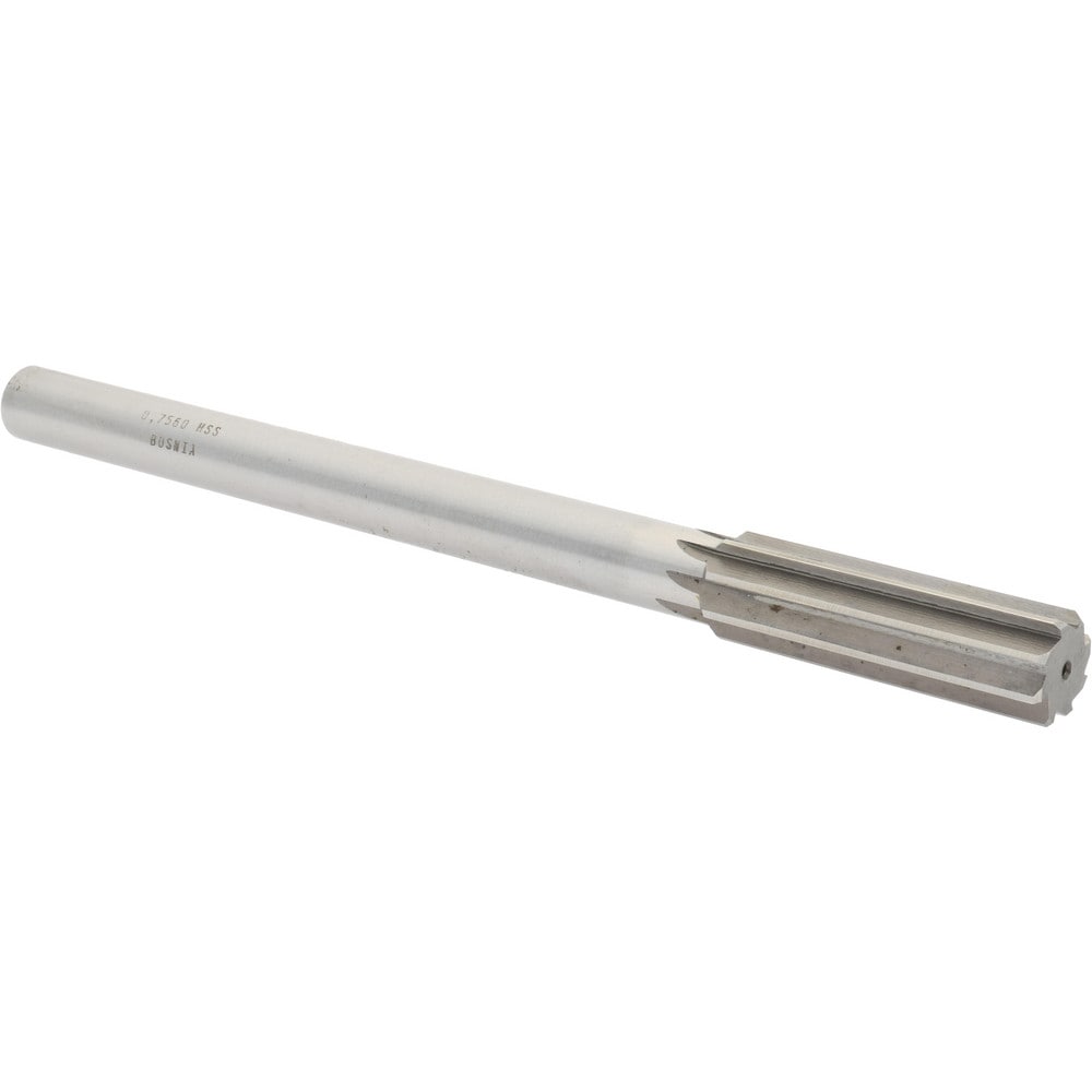 Value Collection SM0407560 Chucking Reamer: 0.756" Dia, 9-1/2" OAL, 2-1/2" Flute Length, Straight Shank, High Speed Steel Image