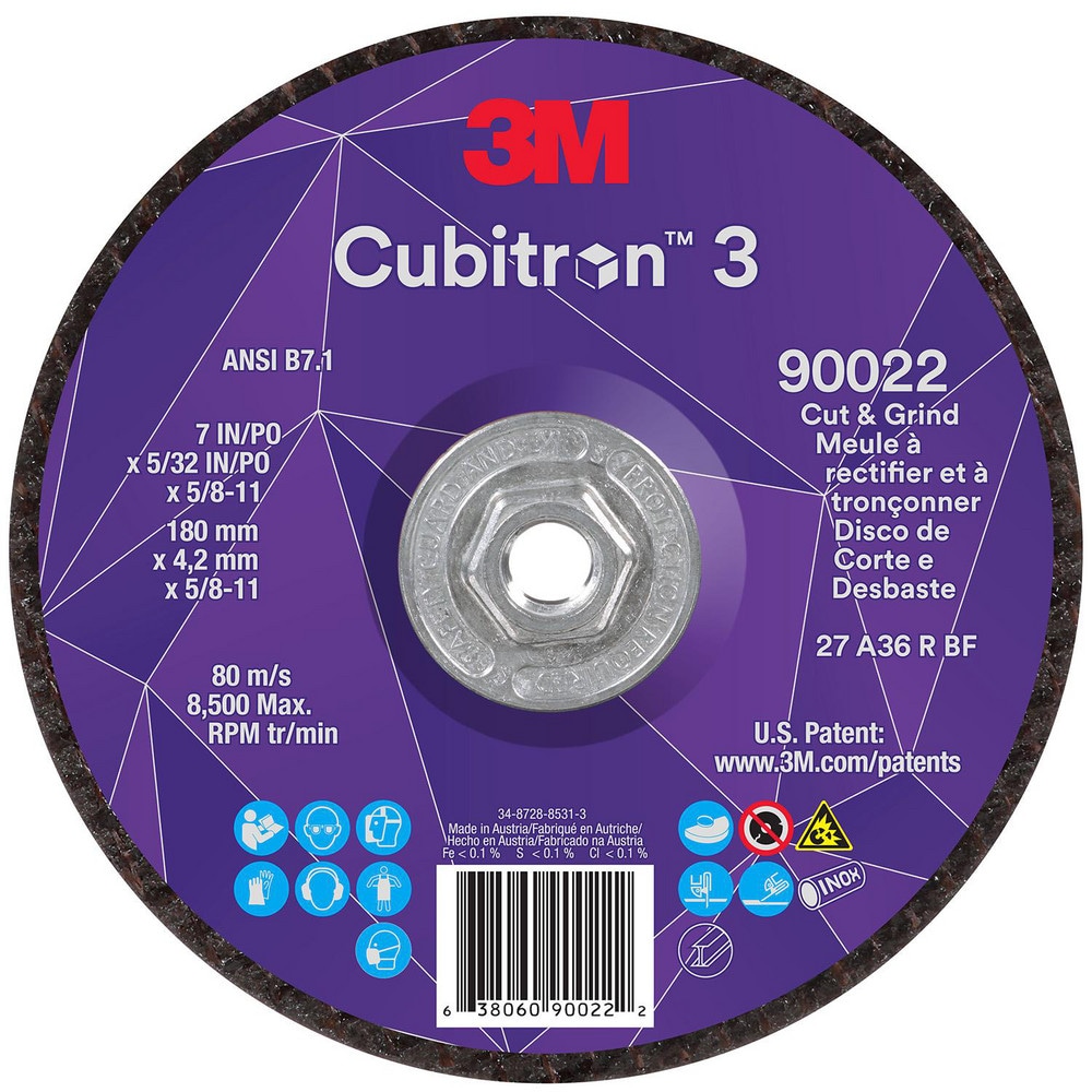 Depressed-Center Wheels; Wheel Diameter (Inch): 7 ; Wheel Thickness (Inch): 5/32 ; Hole Thread Size: 5/8-11 ; Wheel Type: Type 27 ; Abrasive Material: Precision Shaped Ceramic ; Grit: 36