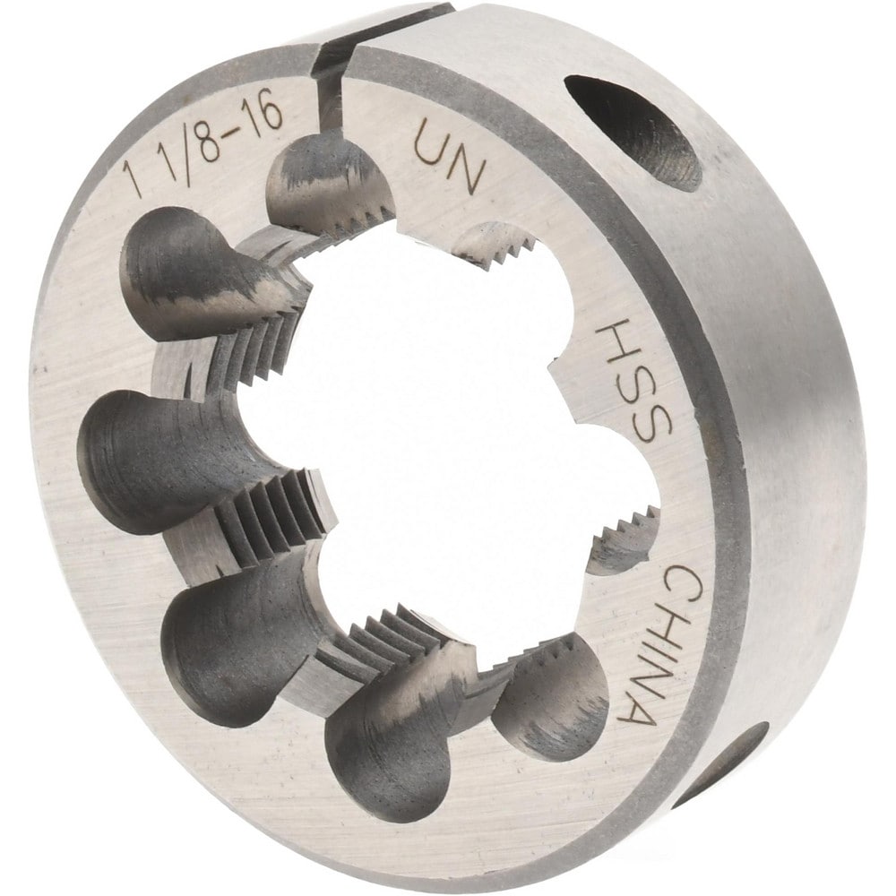 Round Die: 1-1/8-16, 2" OD, High Speed Steel