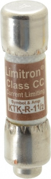 Cooper Bussmann KTK-R-1-1/2 Cartridge Fast-Acting Fuse: CC, 1.5 A, 10.3 mm Dia 