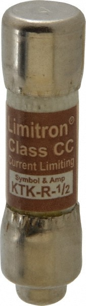 Cooper Bussmann KTK-R-1/2 Cartridge Fast-Acting Fuse: CC, 0.5 A, 10.3 mm Dia Image