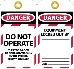 Lockout Tag: Rectangle, 3" High, Unrippable Vinyl, "Danger"