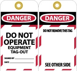 Lockout Tag: Rectangle, 3" High, Unrippable Vinyl, "Danger"