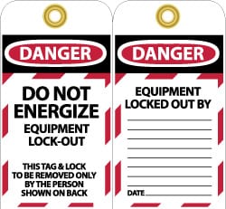 Lockout Tag: 3" High, Unrippable Vinyl, "DANGER"