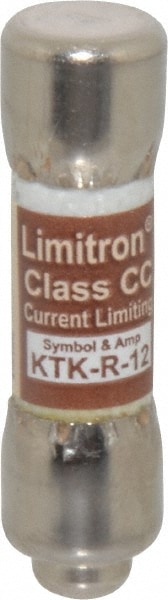 Cooper Bussmann KTK-R-12 Cartridge Fast-Acting Fuse: CC, 12 A, 10.3 mm Dia Image