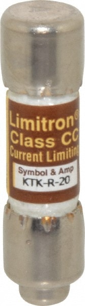 Cooper Bussmann KTK-R-20 Cartridge Fast-Acting Fuse: CC, 20 A, 10.3 mm Dia 