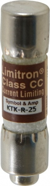 Cooper Bussmann KTK-R-25 Cartridge Fast-Acting Fuse: CC, 25 A, 10.3 mm Dia Image