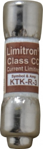 Cooper Bussmann KTK-R-3 Cartridge Fast-Acting Fuse: CC, 3 A, 10.3 mm Dia 