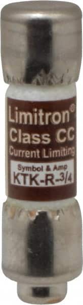 Cooper Bussmann KTK-R-3/4 Cartridge Fast-Acting Fuse: CC, 0.75 A, 10.3 mm Dia 