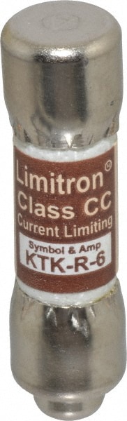 Cooper Bussmann KTK-R-6 Cartridge Fast-Acting Fuse: CC, 6 A, 10.3 mm Dia Image