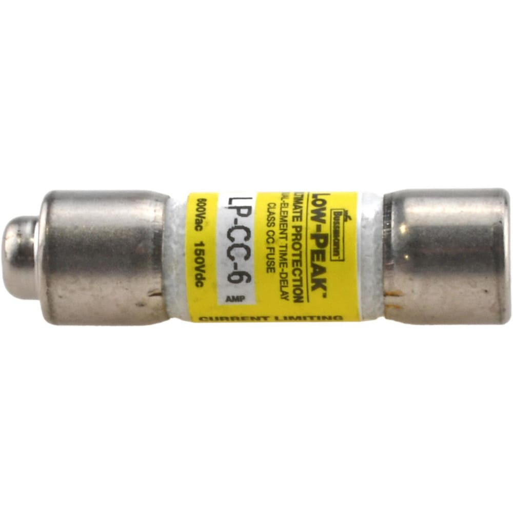 Cooper Bussmann Cartridge Time Delay Fuse: CC, 6 A, 10.3 mm Dia - 20 kA at DC & 200 kA at AC (RMS) | 10-Pack | Part #LP-CC-6 -  Eaton Bussmann