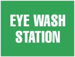First Aid Sign: Rectangle, Eye Wash Station - Vinyl, Adhesive-Backed, 7" High, 10" Wide