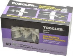 Toggler 55100 5/16" Diam x 1-5/8" OAL, #6 to #10 Screw, Thermoplastic Alloy Self Drilling Drywall & Hollow Wall Anchor 