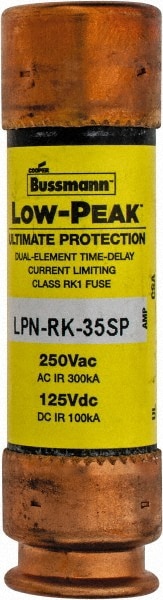 Cooper Bussmann LPN-RK-35SP Cartridge Time Delay Fuse: RK1, 35 A, 76.2 mm OAL, 20.6 mm Dia Image