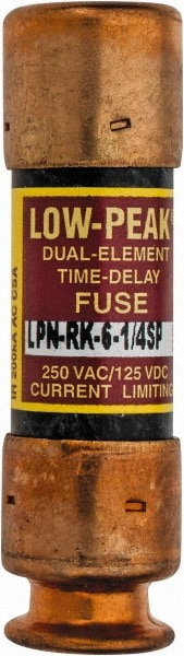 Cooper Bussmann LPN-RK-6-1/4SP Cartridge Time Delay Fuse: RK1, 6.25 A, 50.8 mm OAL, 14.3 mm Dia Image