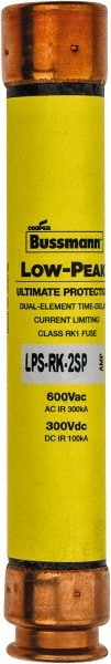 Cooper Bussmann LPS-RK-2SP Cartridge Time Delay Fuse: RK1, 2 A, 127 mm OAL, 20.6 mm Dia Image