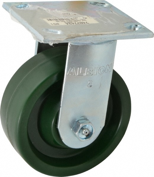 Albion 18XI05201R Rigid Top Plate Caster: Polyurethane, 5" Wheel Dia, 2" Wheel Width, 1,000 lb Capacity, 6-1/2" OAH 