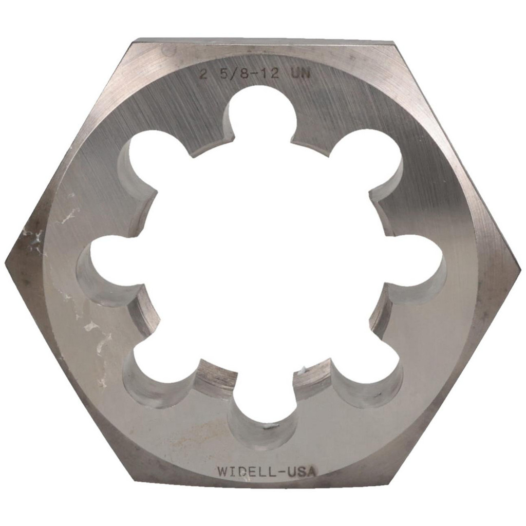 Made in USA | Value Collection Hex Rethreading Die: 2-5/8-12, 1" Thick, Right Hand, Carbon Steel