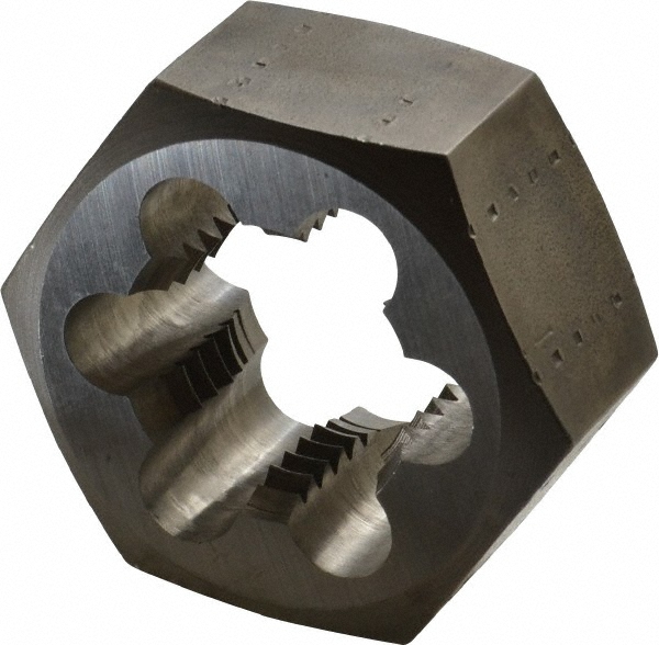 Made in USA 34000 Hex Rethreading Die: 1-1/8 - 8 Thread, 1" Thick, Right Hand, 2" Hex, Carbon Steel Image