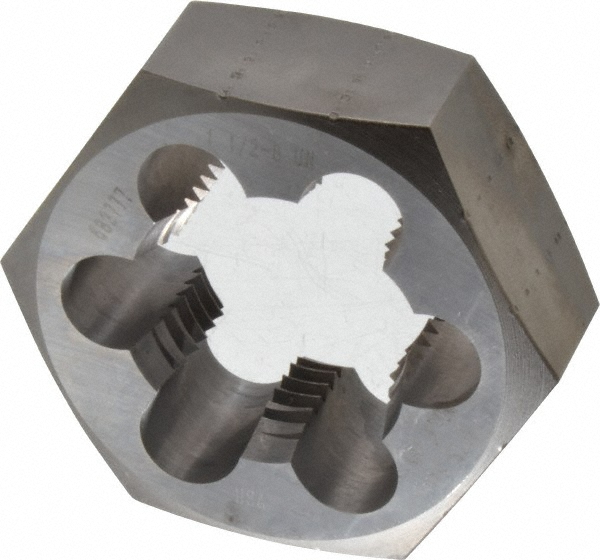 Made in USA 34006 Hex Rethreading Die: 1-1/2 - 8 Thread, 1" Thick, Right Hand, Carbon Steel Image