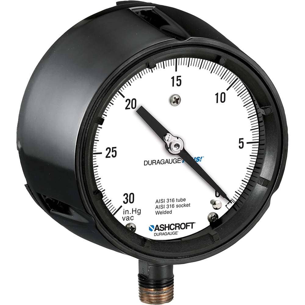 Ashcroft 94831XLL Pressure Gauge: 4-1/2" Dial, 1/4" Thread, Rear Flange Mount 
