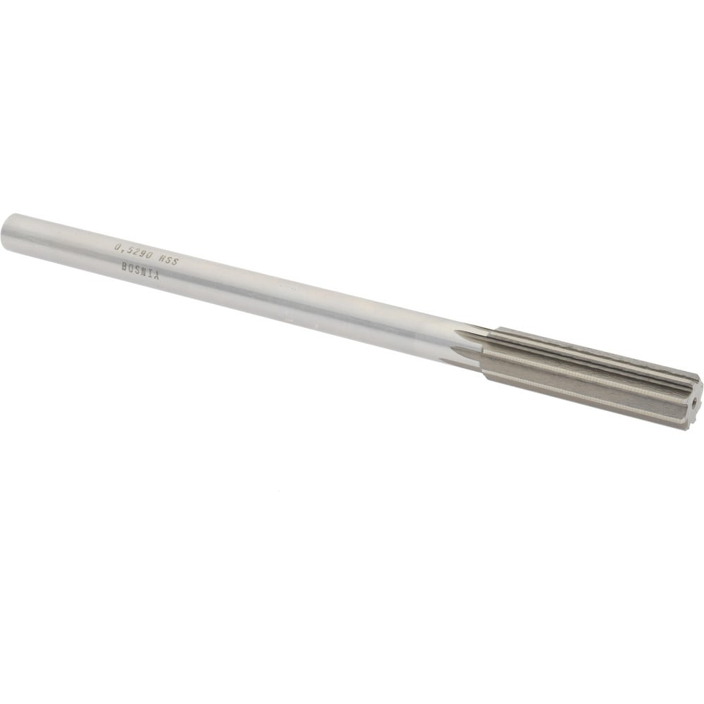 Value Collection SM0405290 Chucking Reamer: 0.529" Dia, 8" OAL, 2" Flute Length, Straight Shank, High Speed Steel Image