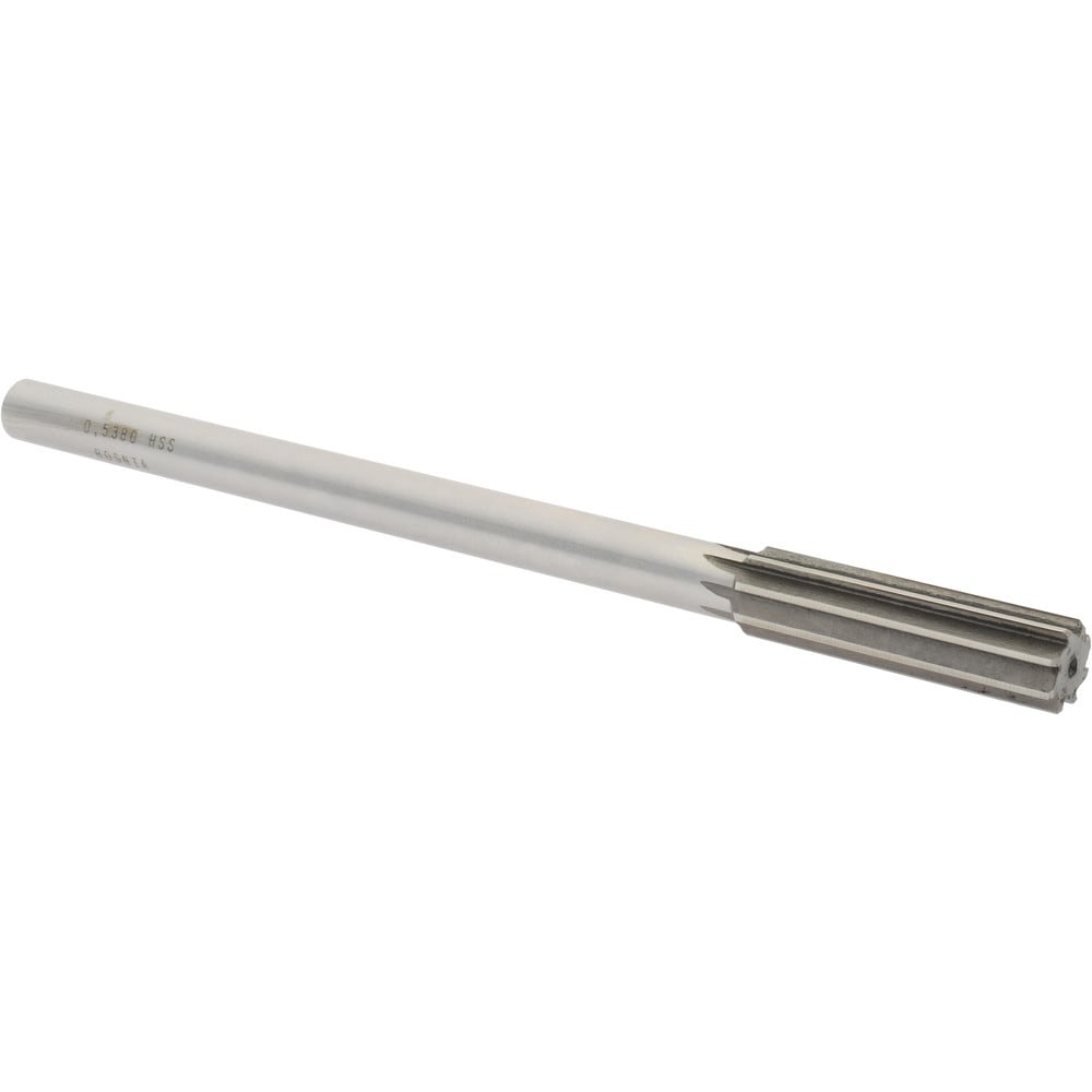 Value Collection SM0405380 Chucking Reamer: 0.538" Dia, 8" OAL, 2" Flute Length, Straight Shank, High Speed Steel Image