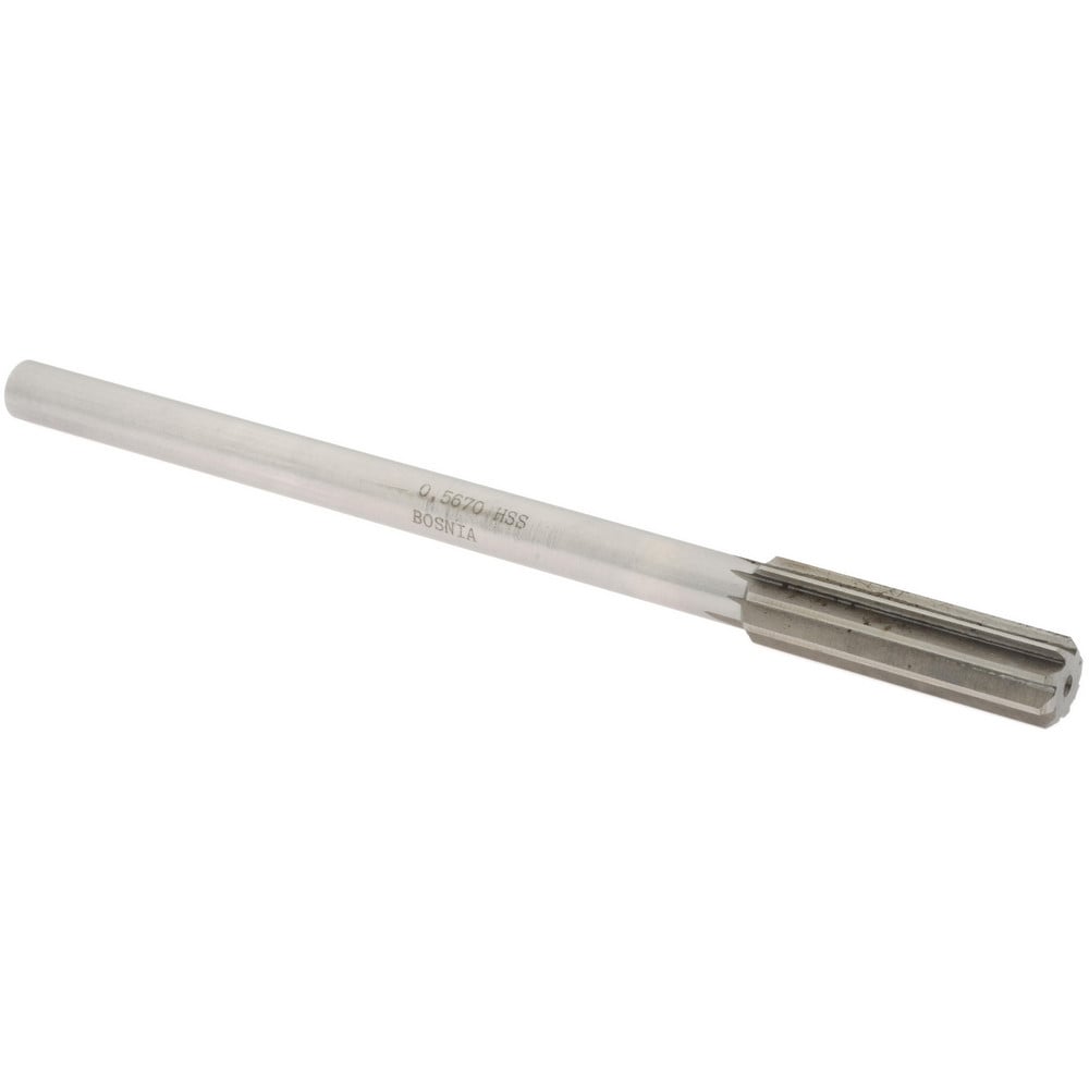 Value Collection SM0405670 Chucking Reamer: 0.567" Dia, 8" OAL, 2" Flute Length, Straight Shank, High Speed Steel Image