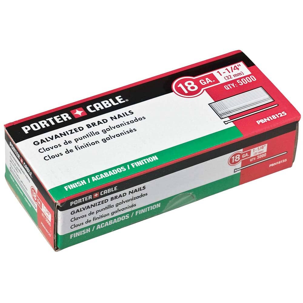 5000-Pack PORTER-CABLE PBN18125 18 Gauge 1-1/4-Inch Brad Nail 