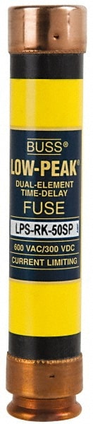 Cooper Bussmann LPS-RK-50SP Cartridge Time Delay Fuse: RK1, 50 A, 27 mm Dia Image