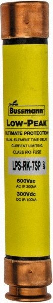 Cooper Bussmann LPS-RK-7SP Cartridge Time Delay Fuse: RK1, 7 A, 127 mm OAL, 20.6 mm Dia Image