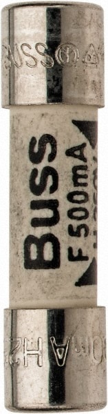 Cartridge Fast-Acting Fuse: 0.5 A, 20 mm OAL, 5 mm Dia