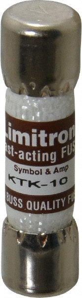 Cooper Bussmann KTK-10 Cartridge Fast-Acting Fuse: 10 A, 10.3 mm Dia Image